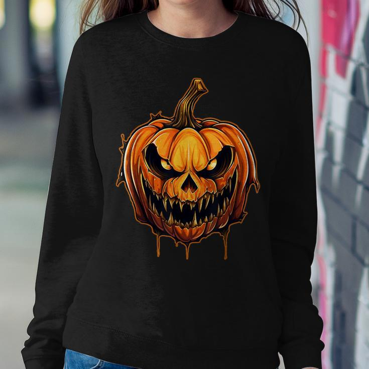 Fall Autumn Halloween Scary Pumpkin Lazy Costume Women Sweatshirt Unique Gifts
