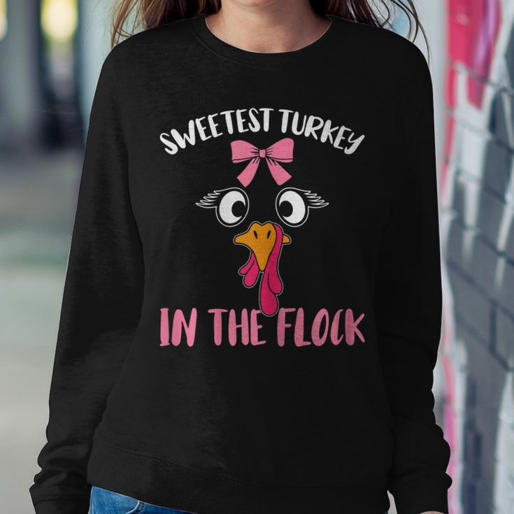 Girls Sweetest Turkey In The Flock Thanksgiving Women Sweatshirt Unique Gifts