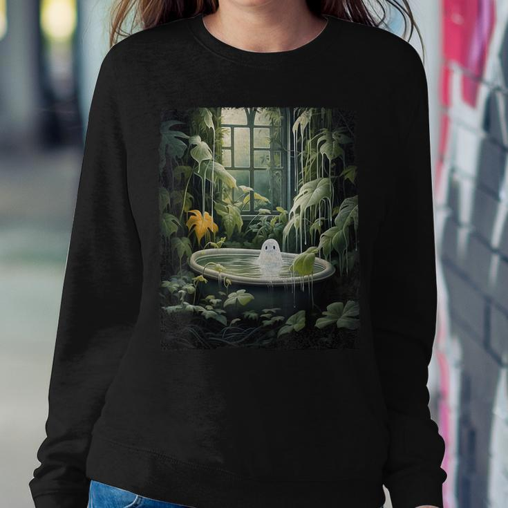 Halloween Ghost In The Bathtub Plant Lover Botanical Women Sweatshirt Unique Gifts