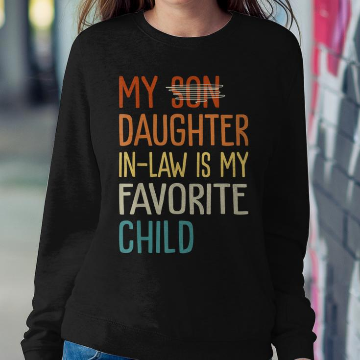 Funny Humor My Daughter In Law Is My Favorite Child Vintage Women Crewneck Graphic Sweatshirt Funny Gifts