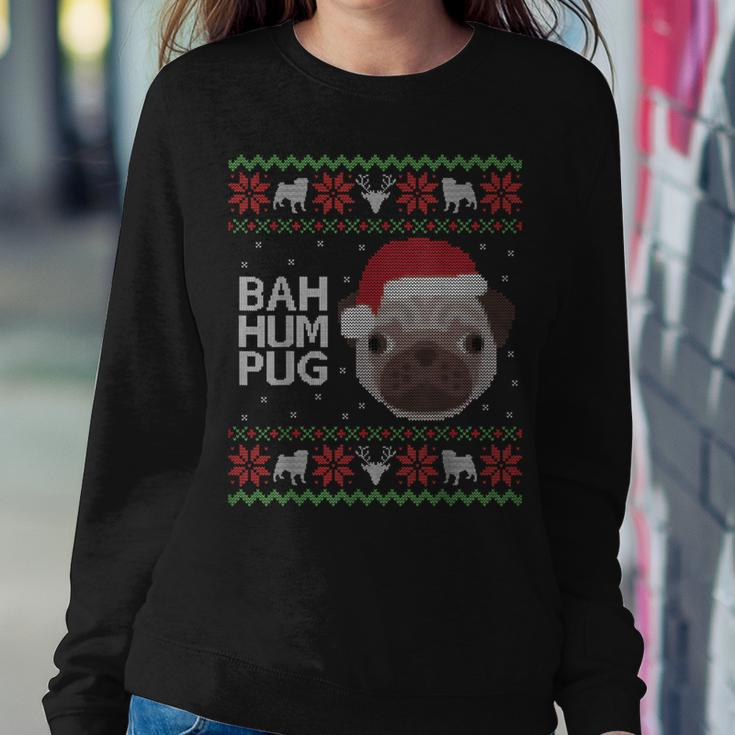 Ugly Sweater Christmas Bah Hum Pug Dog Women Sweatshirt Funny Gifts