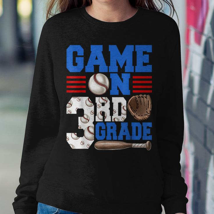 Game On 3Rd Grade With Baseball Player First Day Of School Women Sweatshirt Unique Gifts