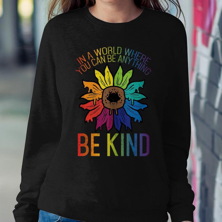 Gay Pride Be Kind Sunflower Rainbow Flag Lgbtq Women Girls Women Sweatshirt Unique Gifts