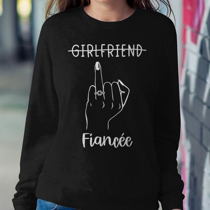 Girlfriend Fiancée Bachelorette Party Engaged Ring Finger Women Crewneck Graphic Sweatshirt Funny Gifts