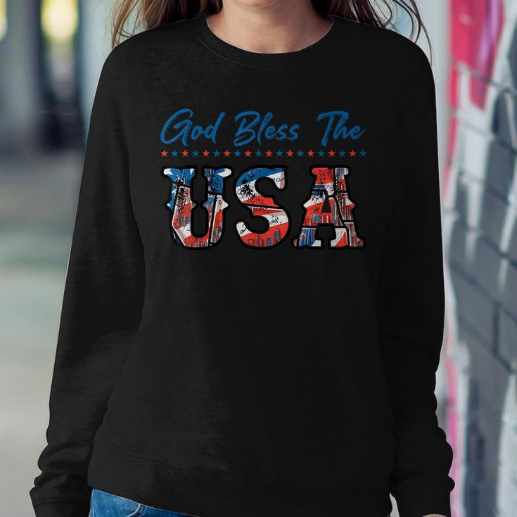God Bless The Usa Red White Blue Flag Patriotic 4Th Of July Women Sweatshirt Unique Gifts