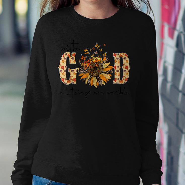 With God All Things Are Possible Christian Fall Thanksgiving Women Sweatshirt Personalized Gifts