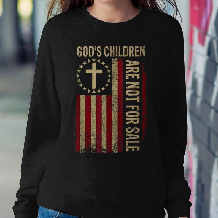 Gods Children Are Not For Sale American Flag Funny Women Crewneck Graphic Sweatshirt Unique Gifts