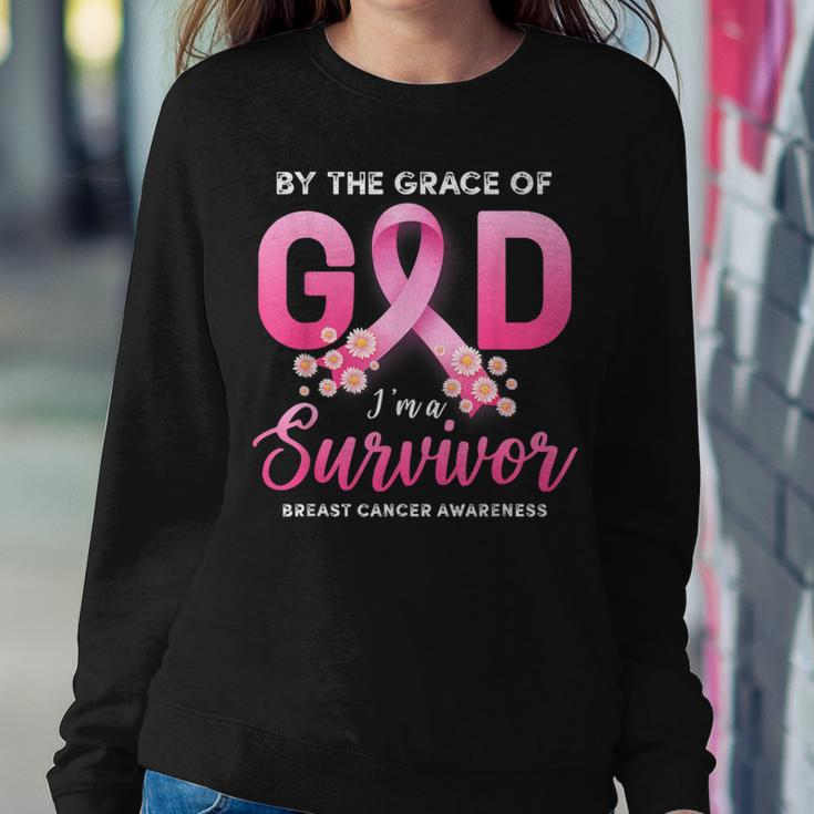 By The Grace God Im A Survivor Breast Cancer Survivor Women Sweatshirt Funny Gifts