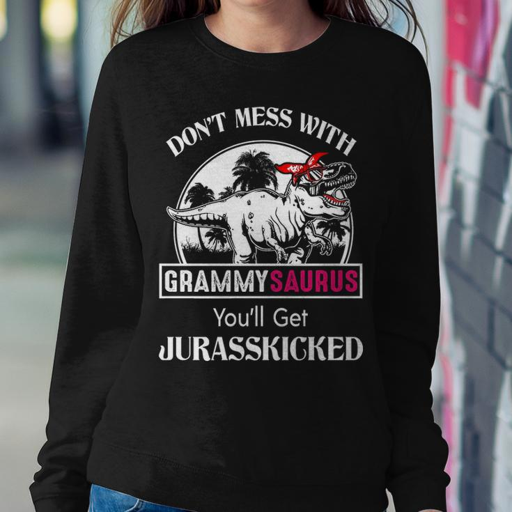Grammy Grandma Gift Dont Mess With Grammysaurus Women Crewneck Graphic Sweatshirt Funny Gifts