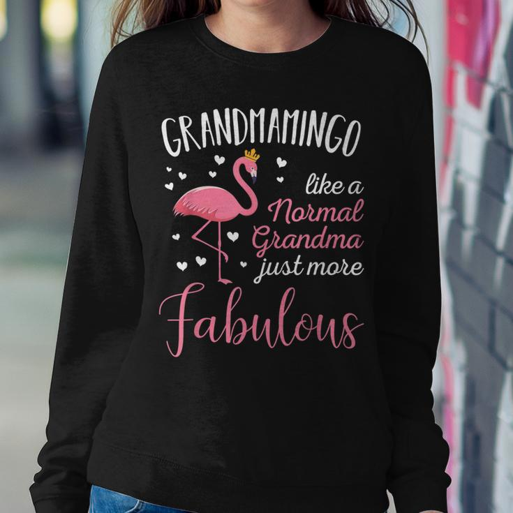 Grandmamingo Like A Grandma Only Fabulous Pink Flamingo Women Crewneck Graphic Sweatshirt Personalized Gifts