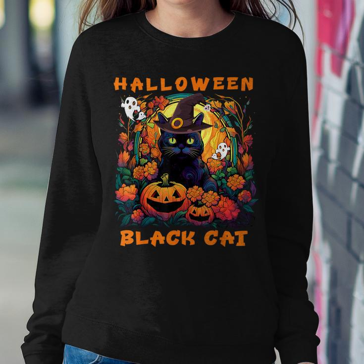 Groovy Black Cat Season Halloween Pumpkin Monster Costume Women Sweatshirt Funny Gifts