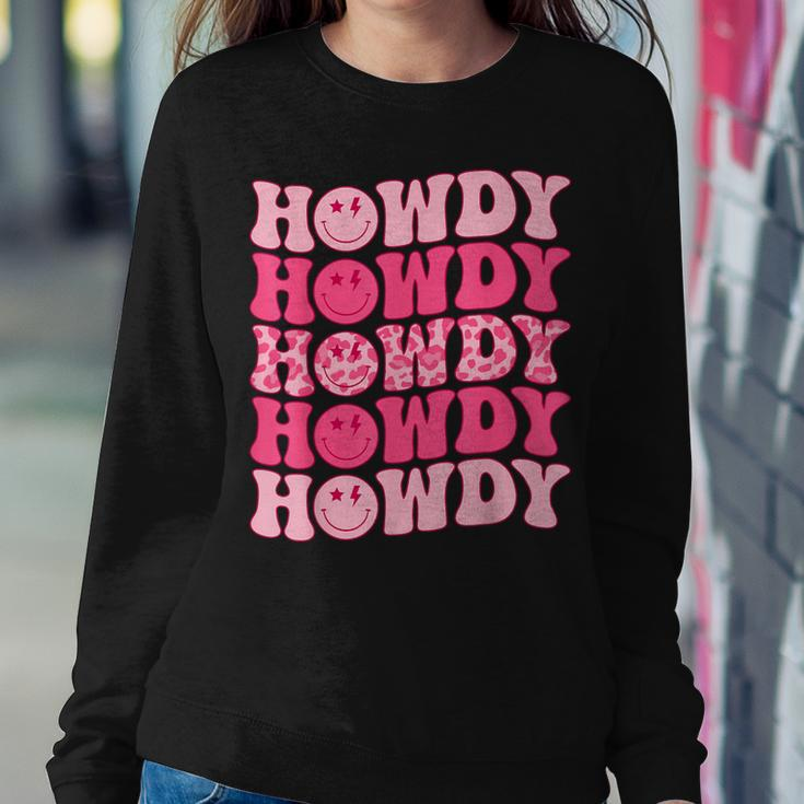 Groovy Howdy Western Girl Country Rodeo Pink Cowgirl Retro Women Sweatshirt Unique Gifts