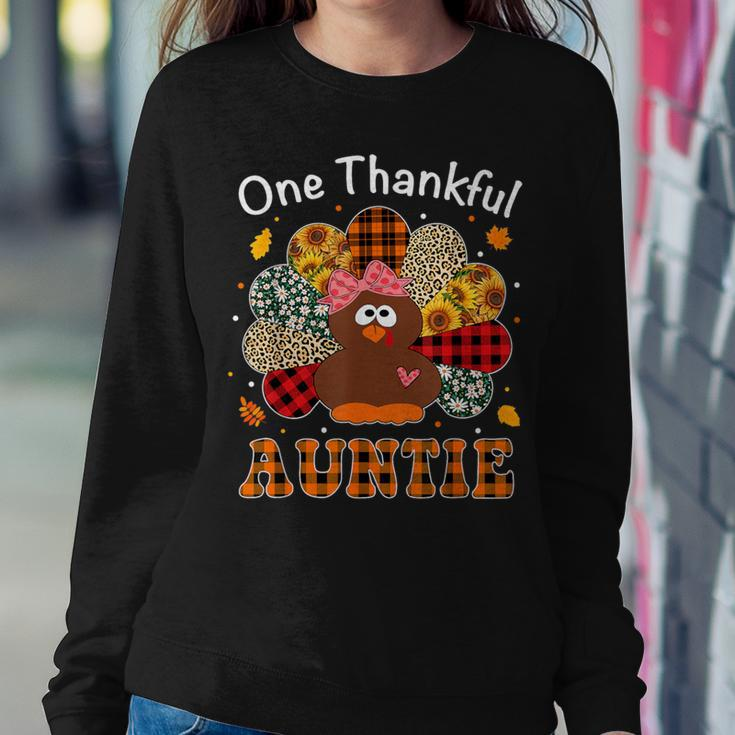 Groovy One Thankful Auntie Leopard Turkey Thanksgiving Women Sweatshirt Unique Gifts