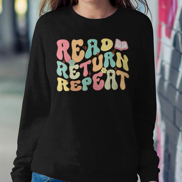 Groovy Read Return Repeat Librarian Funny Library Book Lover Women Sweatshirt Personalized Gifts