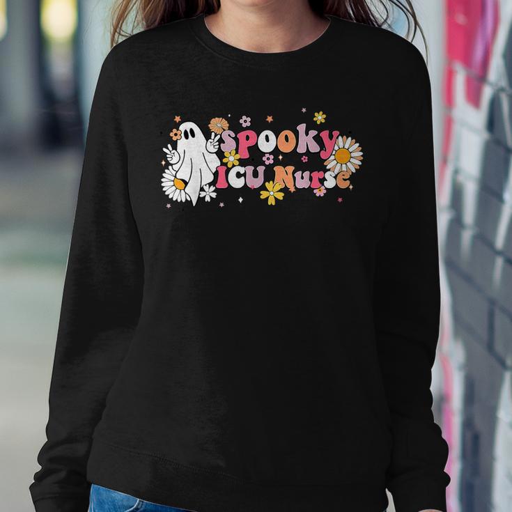 Groovy Spooky Icu Nurse Cute Ghost Halloween Nursing Women Sweatshirt Unique Gifts