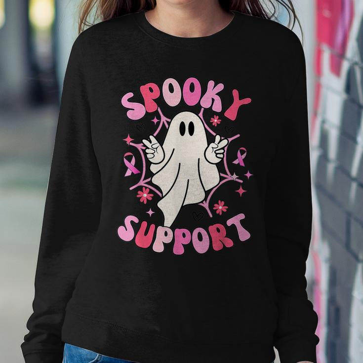Groovy Spooky Support Squad Breast Cancer Ghost Halloween Women Sweatshirt Funny Gifts