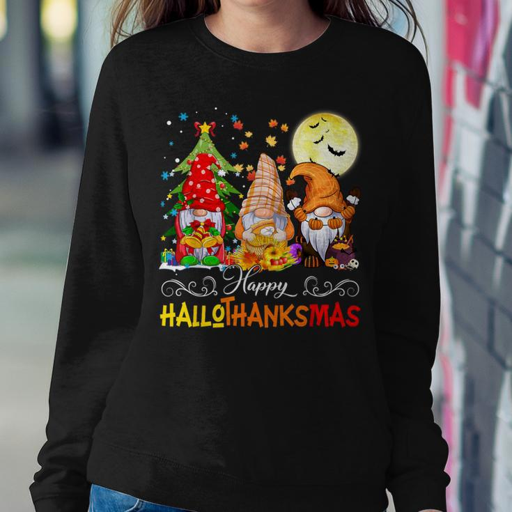 Halloween Thanksgiving Christmas Happy Hallothanksmas Gnomes Women Sweatshirt Unique Gifts
