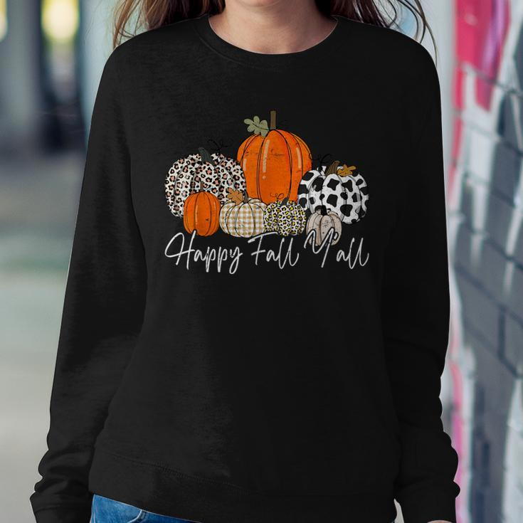 Happy Fall Y'all Pumpkin Leopard Cute Autumn Women Sweatshirt Unique Gifts