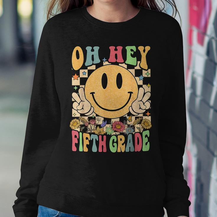 Hello Fifth Grade Teachers Students 5Th Grade Back To School Women Crewneck Graphic Sweatshirt Funny Gifts