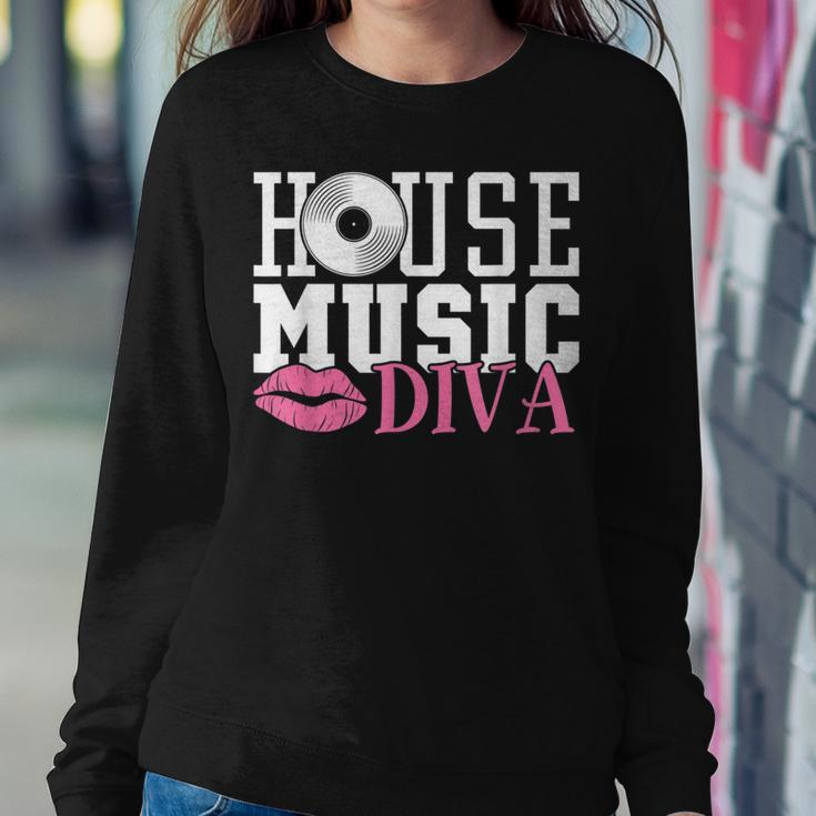 House Music Diva - Dj Edm Rave Music Festival Women Crewneck Graphic Sweatshirt Unique Gifts