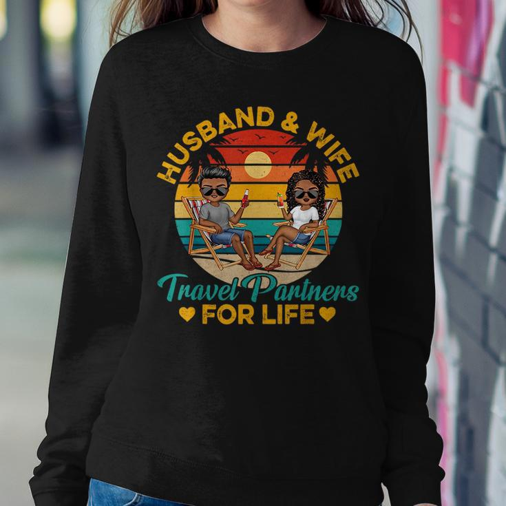 Husband-Wife Travel Partners For Life Beach Summer Dark Women Crewneck Graphic Sweatshirt Funny Gifts