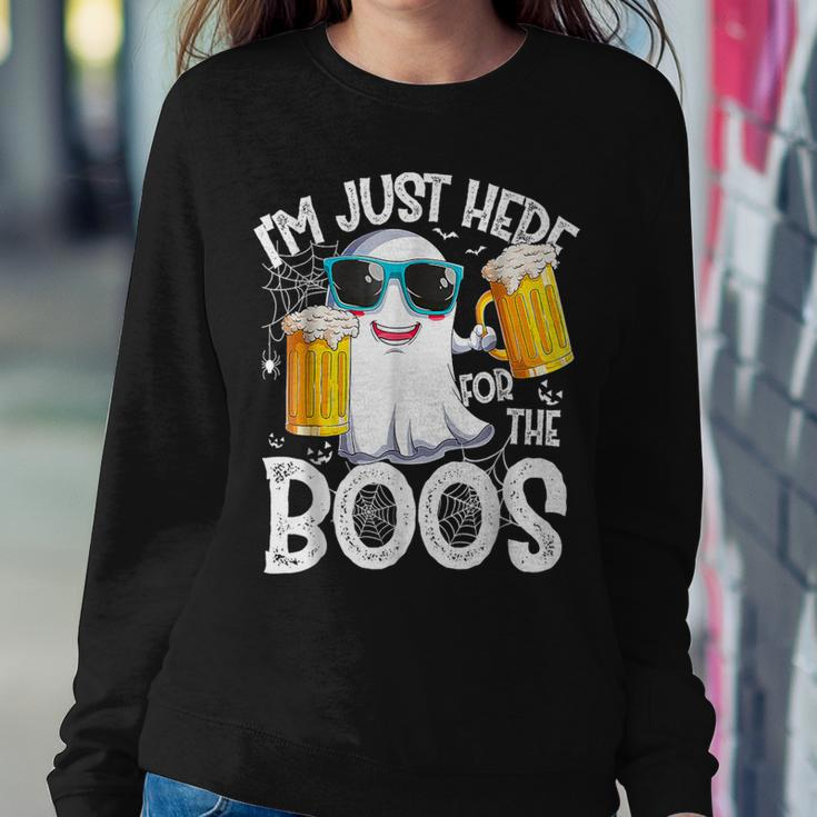 I'm Just Here For The Boos Ghost Drinking Halloween Beer Women Sweatshirt Unique Gifts