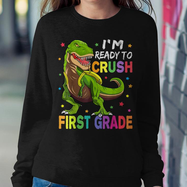Im Ready To Crush 1St Grade Dinosaur Back To School Women Crewneck Graphic Sweatshirt Unique Gifts