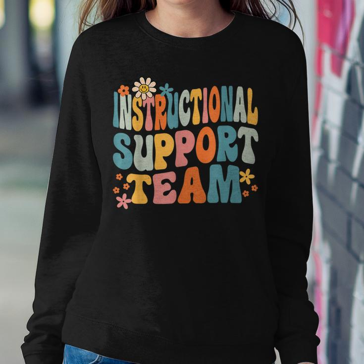 Instructional Support Team Groovy Teacher Student Women Crewneck Graphic Sweatshirt Funny Gifts
