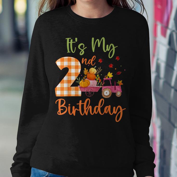 It's My 2Nd Birthday 2 Year Old Pumpkin Fall Farm Truck Women Sweatshirt Unique Gifts