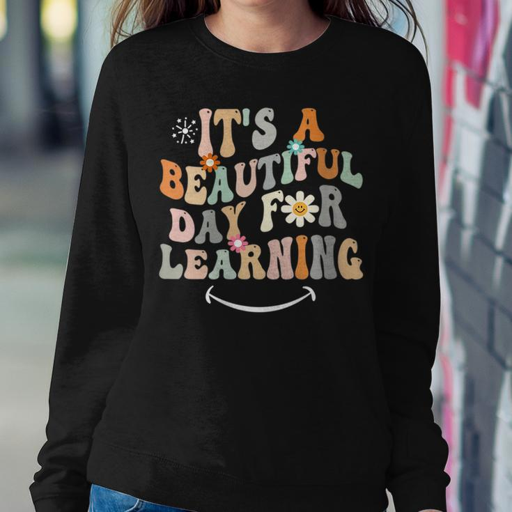 It's Beautiful Day For Learning Retro Teacher Students Women Sweatshirt Funny Gifts
