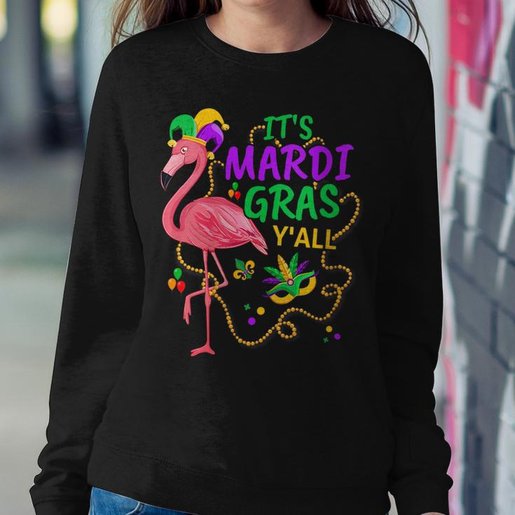 Its Mardi Gras Yall Jester Flamingo Fat Tuesday Parades Women Sweatshirt Unique Gifts