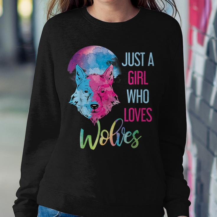 Just A Girl Who Loves Wolves Wild Animal Girls Wolf Women Sweatshirt Unique Gifts