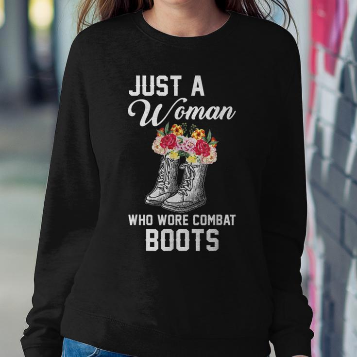 Just A Woman Who Wore Combat Boots Women Sweatshirt Unique Gifts