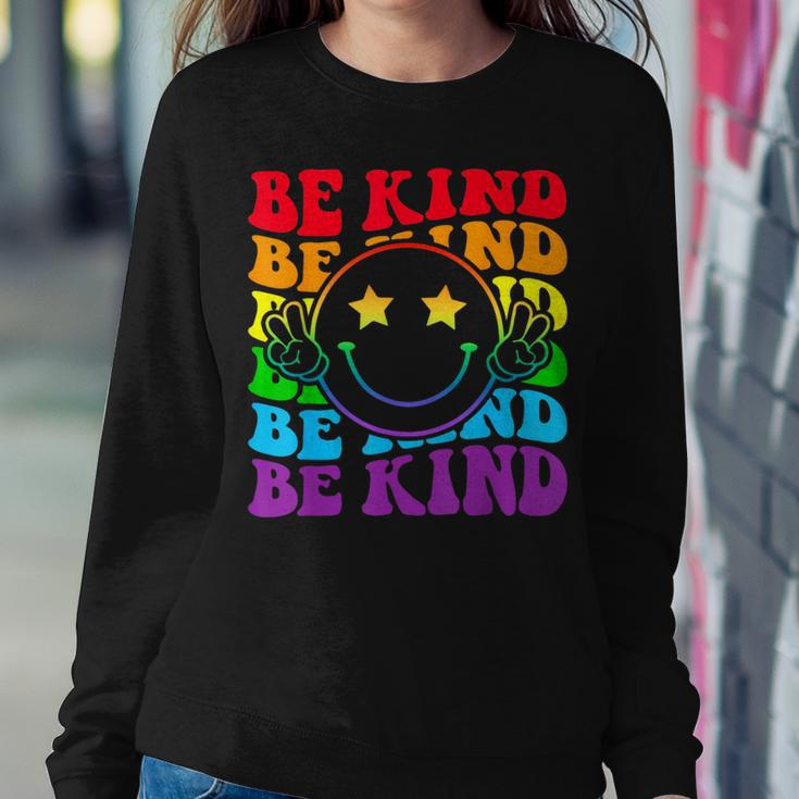 Be Kind Lgbt Pride Month Gay Right Smile Happy Face Women Sweatshirt Unique Gifts