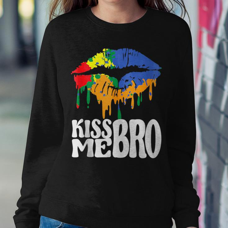 Kiss Me Bro Gay Rainbow Mouth To Kiss For Pride Person Women Sweatshirt Unique Gifts