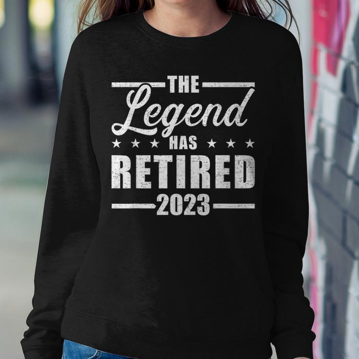 Legend Has Retired 2023 For Coworker In Retirement Women Crewneck Graphic Sweatshirt Funny Gifts