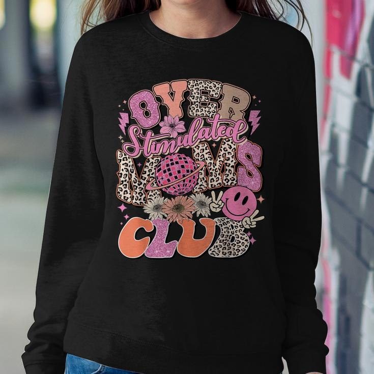 Leopard Over Stimulated Moms Club Anxious Moms Club Quote Women Sweatshirt Unique Gifts