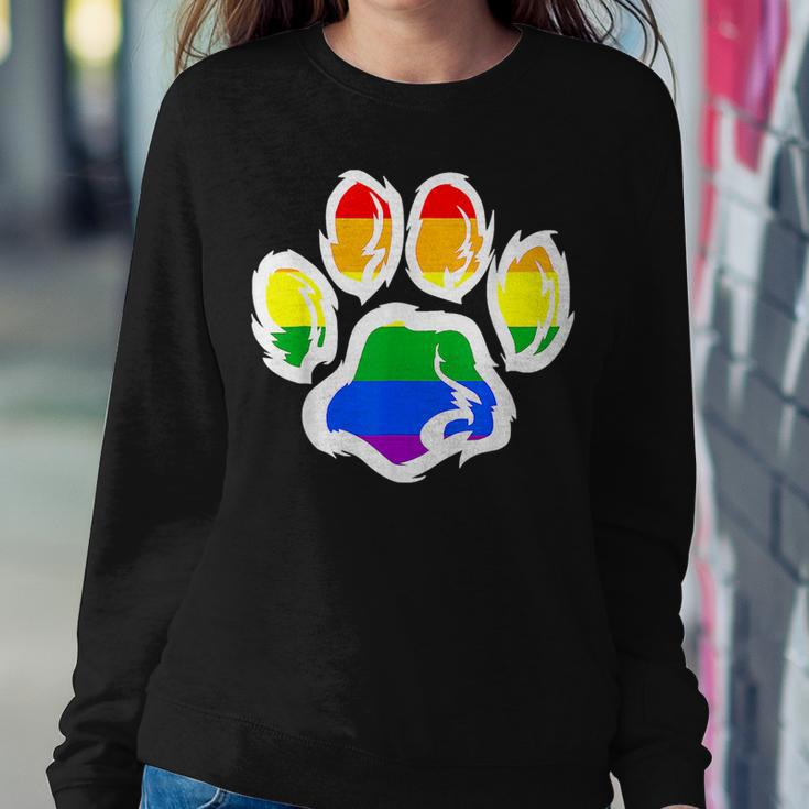 Lgbt Ally Furry Pride Rainbow Fursuit Dog Paw Print Sweatshirt Unique Gifts