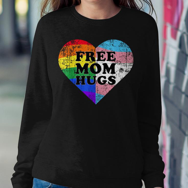 Lgbt Free Mom Hugs Daisy Rainbow Heart Lgbt Pride Month Women Sweatshirt Unique Gifts