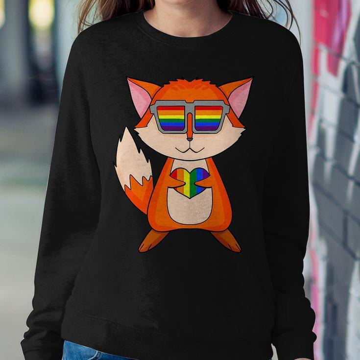 Lgbt Supporter Fox Rainbow Gay Pride Lgbt Heart Animal Women Sweatshirt Unique Gifts