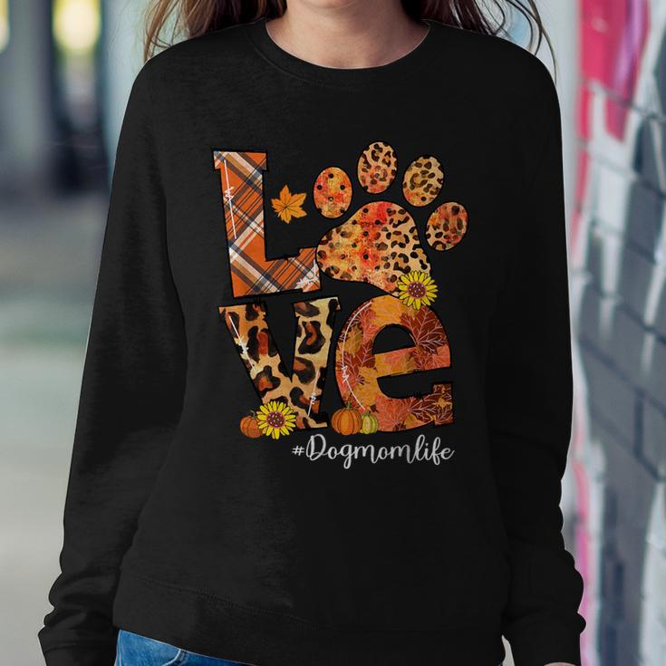 Love Dog Paw Pumpkin Leopard Dog Mom Life Fall Thanksgiving Women Sweatshirt Unique Gifts