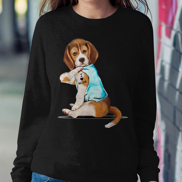 I Love Mom Beagle Harrier Tattooed Women Sweatshirt Unique Gifts