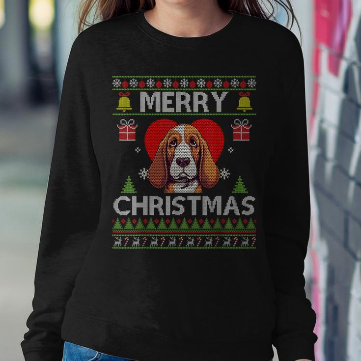 Merry Christmas Basset Hound Dog Ugly Sweater Women Sweatshirt Funny Gifts