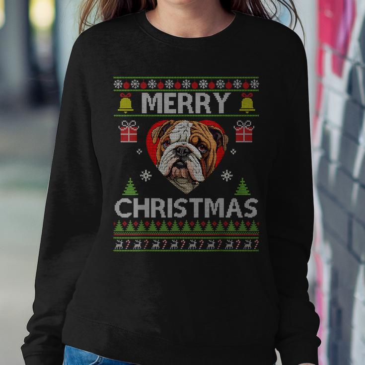 Merry Christmas English Bulldog Dog Ugly Sweater Women Sweatshirt Funny Gifts
