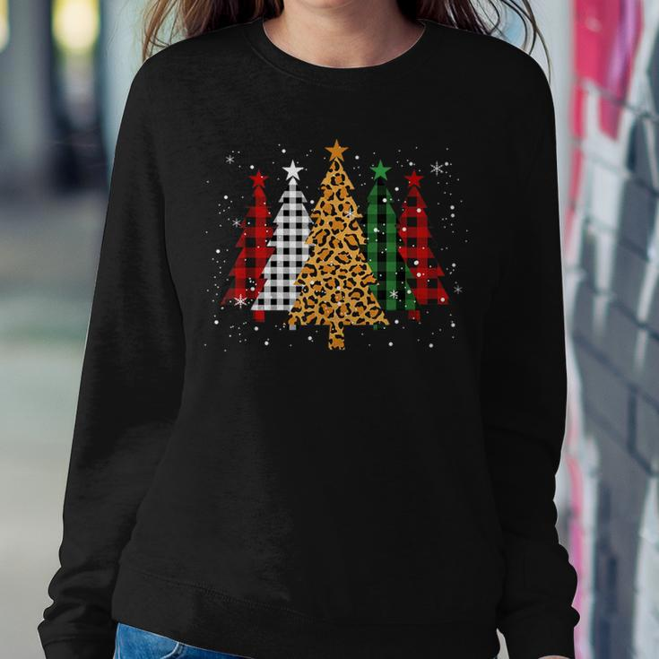 Merry Xmas Tree Buffalo Plaid Leopard Ugly Christmas Sweater Women Sweatshirt Funny Gifts