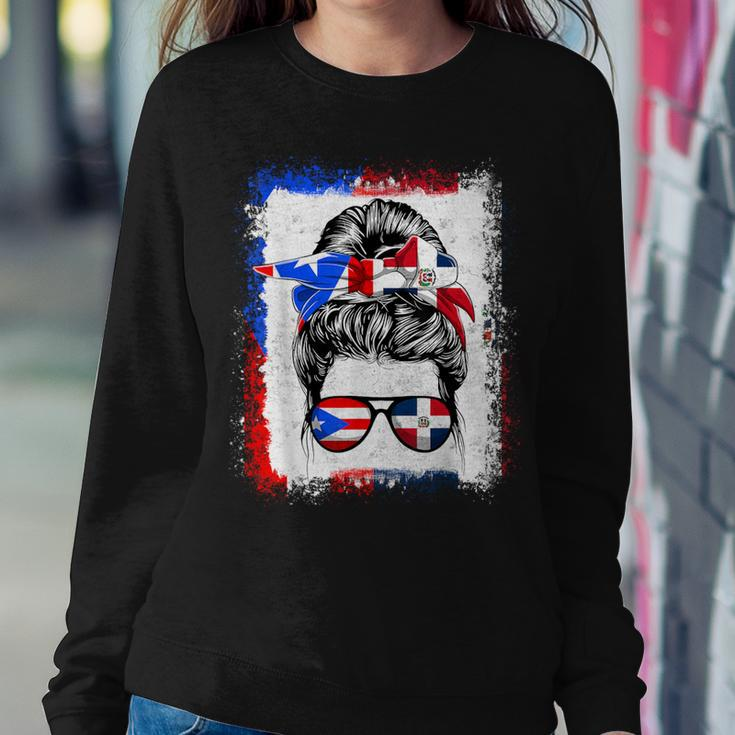 Messy Bun Half American Puerto Rican Dominican Root Women Sweatshirt Funny Gifts