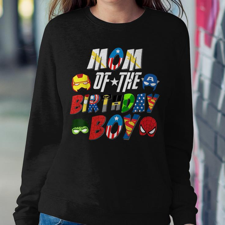 Mom Of The Superhero Birthday Boy Super Hero Family Party Women Crewneck Graphic Sweatshirt Personalized Gifts