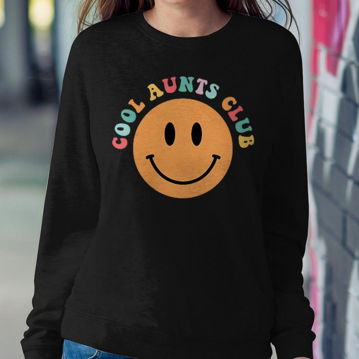 Mothers Day Groovy Auntie Cool Aunts Club 2 Sided Women Crewneck Graphic Sweatshirt Funny Gifts