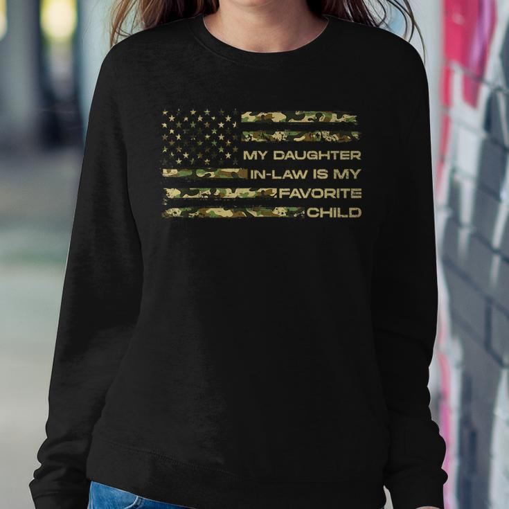 My Daughter-In-Law Is My Favorite Child Fathers Day Us Flag Women Crewneck Graphic Sweatshirt Funny Gifts