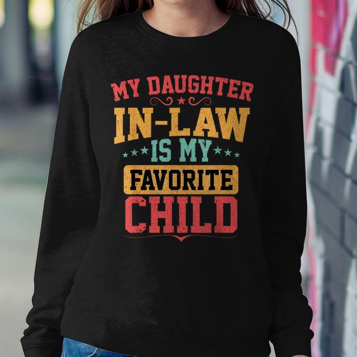 My Daughter-In-Law Is My Favorite Child Funny Fathers Day Women Crewneck Graphic Sweatshirt Funny Gifts